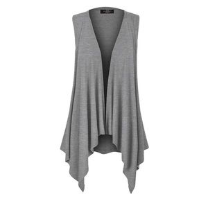 Made By Johnny Women's Lightweight Sleeveless Draped Open Cardigan